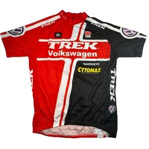 Trek Mens Cycling Jersey XXL Polyester Volkswagen Racing Shimano Rock Shox Red